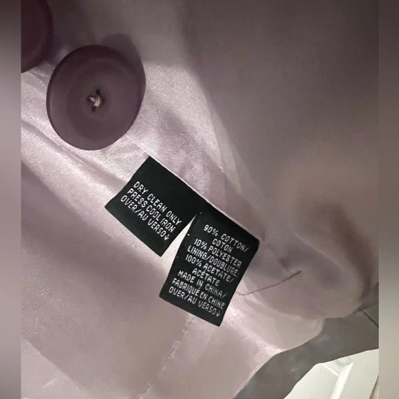 Ellen Tracy Opal Lavender Silver Metallic Trench Coat Size 10 - Picture 8 of 8